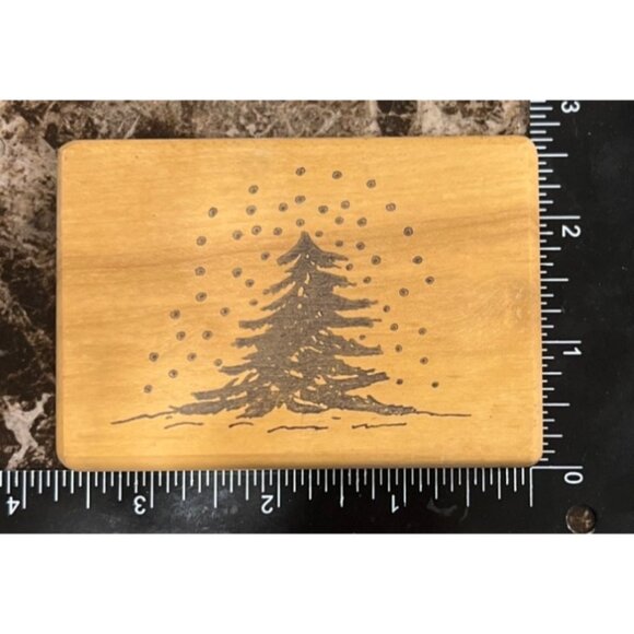Vintage Christmas Tree Rubber Stamp By CT & ME Rubber Stamps Taunton MA - Picture 1 of 3